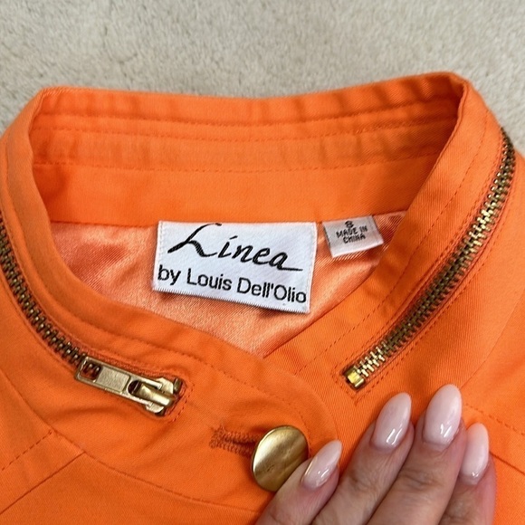 Linea by Louis Dell’Olio Military Style Jacket With Zippered Sleeves Orange Sz S - Picture 11 of 16